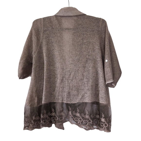 Made In Italy Wool Mohair Lagenlook Boho Forest Fairy Crochet Lace Cardigan OS - Picture 2 of 7